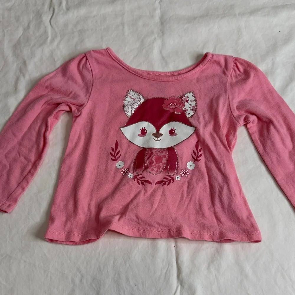 The Children's Place Girls Pink & Gray Top and Pant Set - Fox & Dalmatian Prints